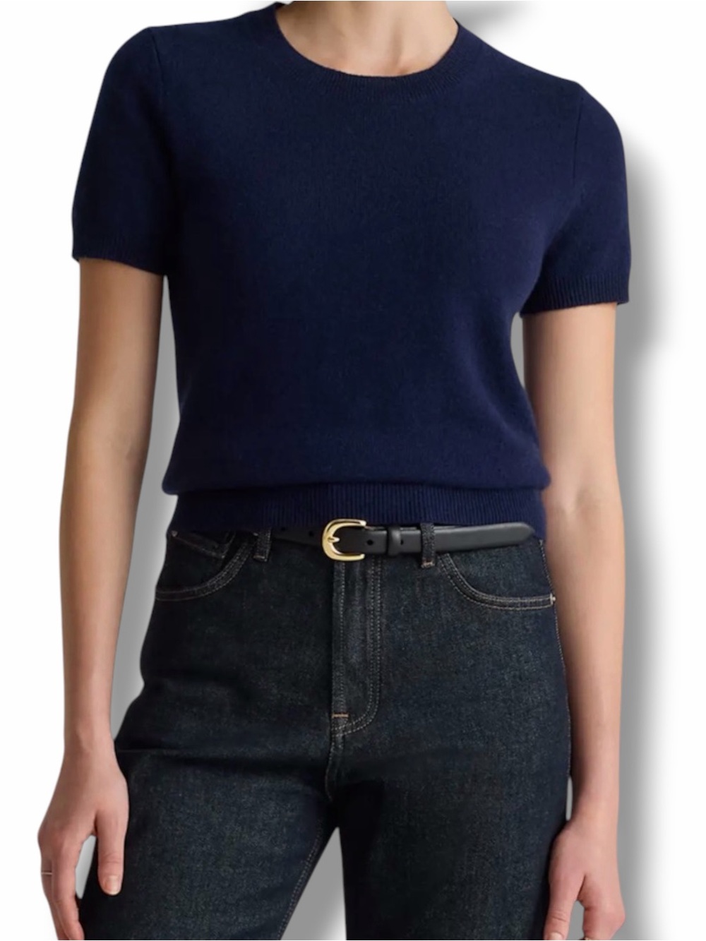 Quince Mongolian Cashmere Tee Navy Blue Size XS